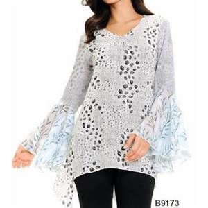 NEW ADORE chiffon top with bell sleeves in multi colored